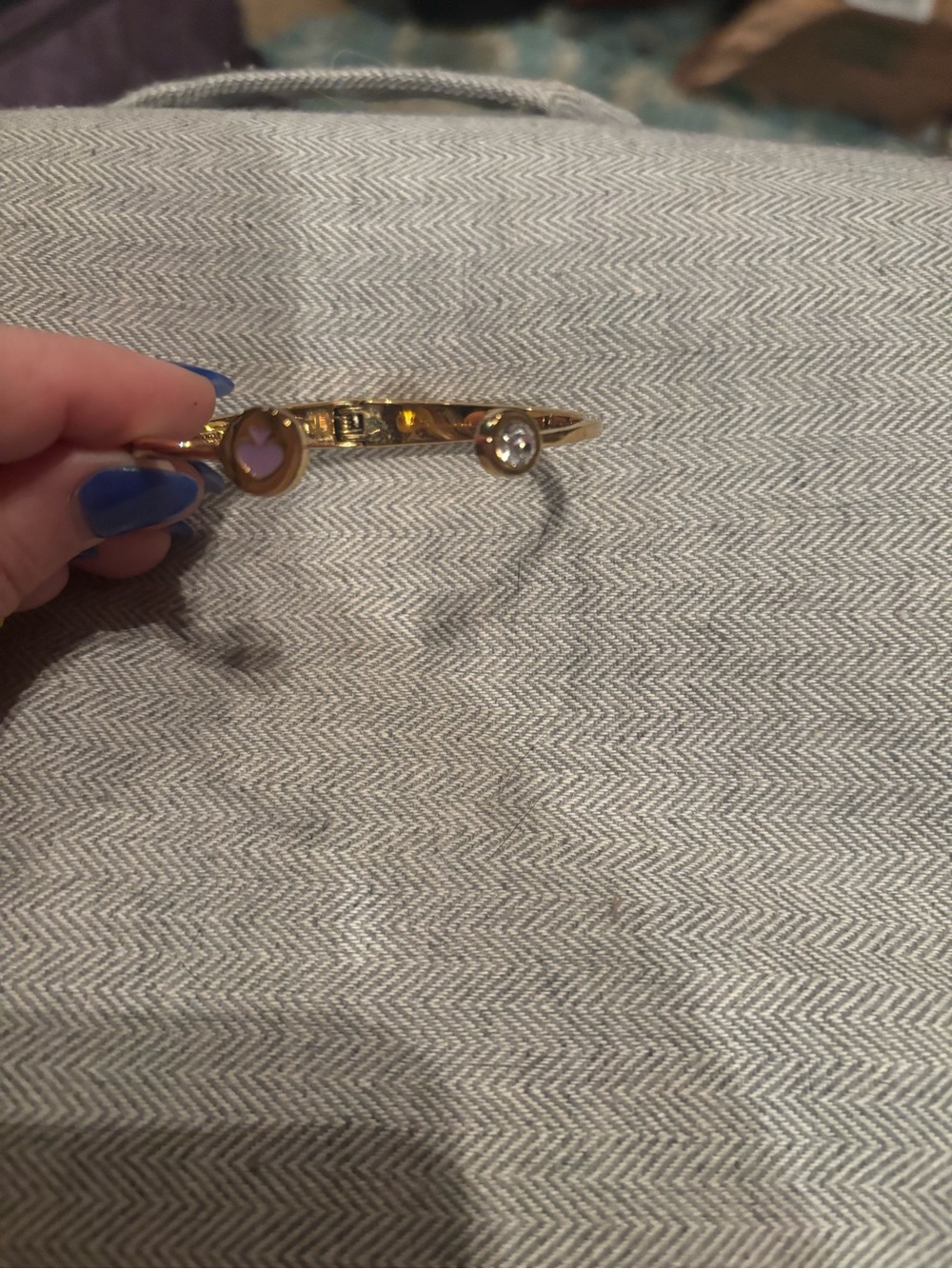 kate spade Gold Open Cuff Bracelet with Lilac and Clear Stones